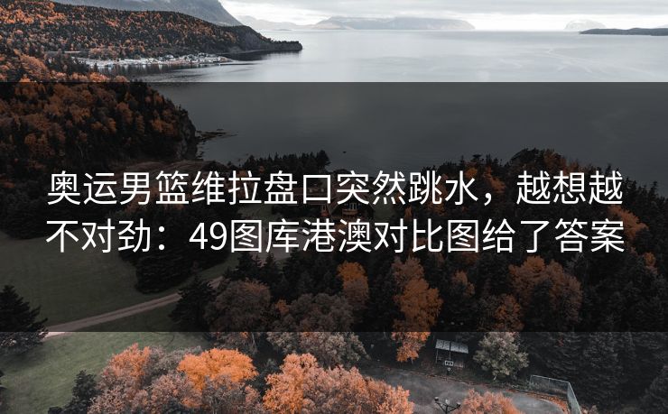 奥运男篮维拉盘口突然跳水，越想越不对劲：49图库港澳对比图给了答案
